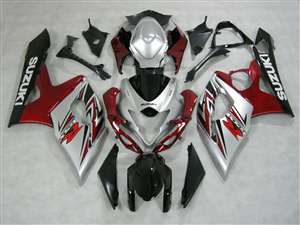 Motorcycle Fairings Kit - 2005-2006 Suzuki GSXR 1000 Silver/Maroon Fairings | NS10506-13