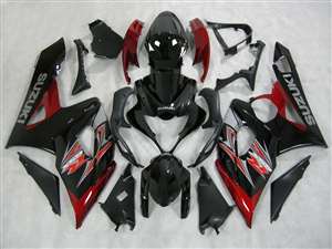 Motorcycle Fairings Kit - 2005-2006 Suzuki GSXR 1000 Black/Maroon Fairings | NS10506-16