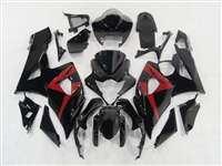 Motorcycle Fairings Kit - 2005-2006 Suzuki GSXR 1000 Black Fairings Red Accents | NS10506-4