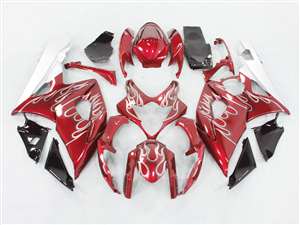 Motorcycle Fairings Kit - 2005-2006 Suzuki GSXR 1000 Metallic Red Flame Fairings | NS10506-51