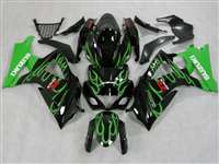 Motorcycle Fairings Kit - 2007-2008 Suzuki GSXR 1000 Green Flame Fairings | NS10708-14