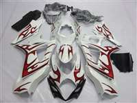 Motorcycle Fairings Kit - 2007-2008 Suzuki GSXR 1000 White/Red Tribal Fairings | NS10708-35