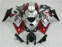 Motorcycle Fairings Kit - 2007-2008 Suzuki GSXR 1000 Silver/Red Accents Fairings | NS10708-9