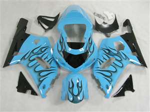 Motorcycle Fairings Kit - 2000-2003 Suzuki GSXR 600 750 Sky Blue Flame Fairings | NS60003-15