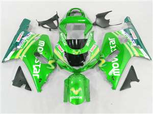 Motorcycle Fairings Kit - 2000-2003 Suzuki GSXR 600 750 Green Movistar Fairings | NS60003-39