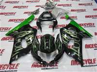 Motorcycle Fairings Kit - 2000-2003 Suzuki GSXR 600 750 Green Double Flame Fairings | NS60003-46