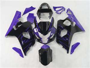 Motorcycle Fairings Kit - 2004-2005 Suzuki GSXR 600 750 Black/Purple Accents Fairings | NS60405-16