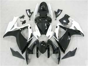 Motorcycle Fairings Kit - 2006-2007 Suzuki GSXR 600 750 Satin Black/White Fairings | NS60607-24