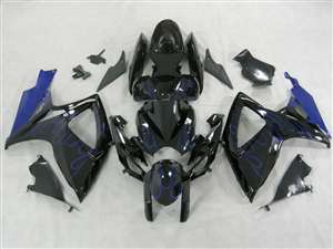 Motorcycle Fairings Kit - Blue Flames 2006-2007 Suzuki GSXR 600 750 Motorcycle Fairings | NS60607-28