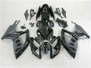 Motorcycle Fairings Kit - 2006-2007 Suzuki GSXR 600 750 Grey Flame Fairings | NS60607-32