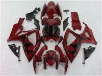 Motorcycle Fairings Kit - 2006-2007 Suzuki GSXR 600 750 Black Tribal on Red Fairings | NS60607-4