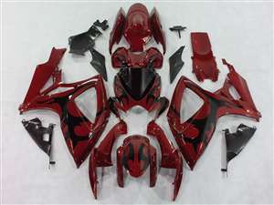 Motorcycle Fairings Kit - 2006-2007 Suzuki GSXR 600 750 Black Tribal on Red Fairings | NS60607-4