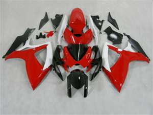 Motorcycle Fairings Kit - 2006-2007 Suzuki GSXR 600 750 Red/White Fairings | NS60607-55