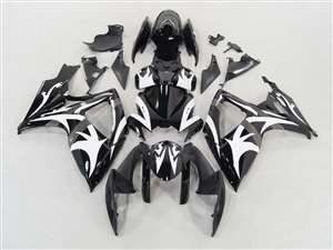 Motorcycle Fairings Kit - 2006-2007 Suzuki GSXR 600 750 Tribal White on Black Fairings | NS60607-63