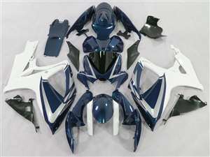 Motorcycle Fairings Kit - 2006-2007 Suzuki GSXR 600 750 Dark Blue/White Fairings | NS60607-69