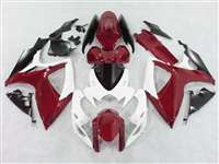 Motorcycle Fairings Kit - 2006-2007 Suzuki GSXR 600 750 White/Burgundy Fairings | NS60607-7