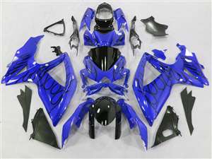 Motorcycle Fairings Kit - 2008-2010 Suzuki GSXR 600 750 Black Fire on Candy Blue Fairing | NS60810-10