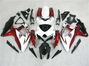 Motorcycle Fairings Kit - 2008-2010 Suzuki GSXR 600 750 White/Candy Red Motorcycle Fairing | NS60810-26