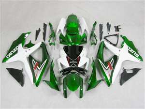 Motorcycle Fairings Kit - 2008-2010 Suzuki GSXR 600 750 Metallic Green/White Fairing | NS60810-29