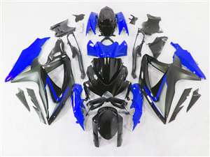 Motorcycle Fairings Kit - 2008-2010 Suzuki GSXR 600 750 Black/Blue Accents Fairing | NS60810-5