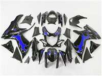 Motorcycle Fairings Kit - 2011-2021 Suzuki GSXR 600 750 Blue Tribal/Black Fairings | NS61117-4