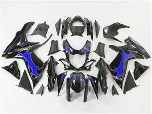 Motorcycle Fairings Kit - 2011-2021 Suzuki GSXR 600 750 Blue Tribal/Black Fairings | NS61117-4