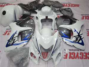 Motorcycle Fairings Kit - 2008-2020 Suzuki GSX1300R Hayabusa White/Blue OEM Style Fairings | NSH0817-46