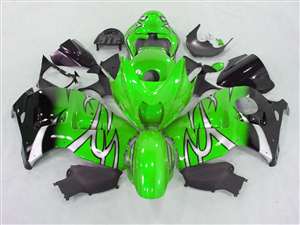 Motorcycle Fairings Kit - 1999-2007 Suzuki GSXR 1300 Hayabusa Green Tribal Fade Fairings | NSH9907-105