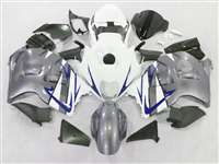 Motorcycle Fairings Kit - 1999-2007 Suzuki GSXR 1300 Hayabusa Silver/White/Blue Fairings | NSH9907-115