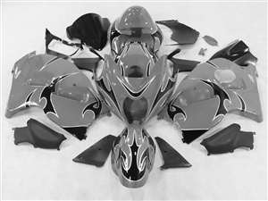 Motorcycle Fairings Kit - Black Tribal on Silver 1999-2007 Suzuki GSXR 1300 Hayabusa Motorcycle Fairings | NSH9907-14