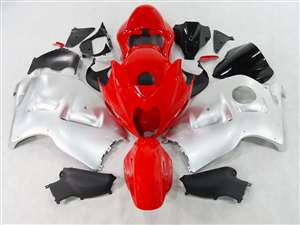 Motorcycle Fairings Kit - 1999-2007 Suzuki GSXR 1300 Hayabusa Red/Silver Fairings | NSH9907-16