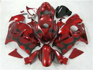 Motorcycle Fairings Kit - 1999-2007 Suzuki GSXR 1300 Hayabusa Candy Red Tribal Fairings | NSH9907-49