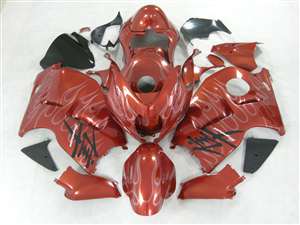 Motorcycle Fairings Kit - 1999-2007 Suzuki GSXR 1300 Hayabusa Burgundy Metallic Ghost Flame Fairings | NSH9907-53