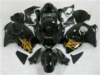 Motorcycle Fairings Kit - 1999-2007 Suzuki GSXR 1300 Hayabusa Yellow Airbrush on Black Fairings | NSH9907-65