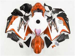 Motorcycle Fairings Kit - 1999-2007 Suzuki GSXR 1300 Hayabusa Orange/White Fairings | NSH9907-76