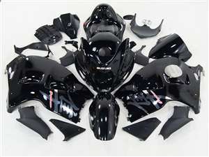 Motorcycle Fairings Kit - 1999-2007 Suzuki GSXR 1300 Hayabusa Silver Airbrush on Black Fairings | NSH9907-98