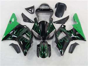 Motorcycle Fairings Kit - 2000-2001 Yamaha YZF R1 Ghost green Flames Fairings | NY10001-14