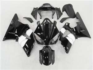 Motorcycle Fairings Kit - 2000-2001 Yamaha YZF R1 Black/White OEM Style Fairings | NY10001-23