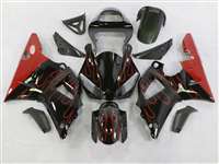Motorcycle Fairings Kit - 2000-2001 Yamaha YZF R1 Red Flames Fairings | NY10001-30