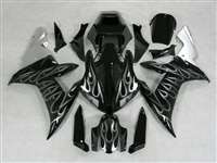 Motorcycle Fairings Kit - 2002-2003 Yamaha YZF R1 Silver Flame Fairings | NY10203-16