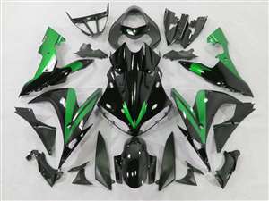 Motorcycle Fairings Kit - 2004-2006 Yamaha YZF R1 Black/Green Accents Fairings | NY10406-38