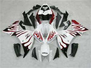 Motorcycle Fairings Kit - 2009-2011 Yamaha YZF R1 White Flames Fairings | NY10911-10