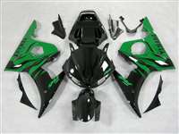 Motorcycle Fairings Kit - Green Flame Yamaha 2003-2005 YZF R6 and 2006-2009 R6S Motorcycle Fairings | NY60305-27