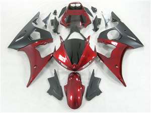 Motorcycle Fairings Kit - Yamaha 2003-2005 YZF R6 and 2006-2009 R6S Matte Black / Red Motorcycle Fairings | NY60305-34