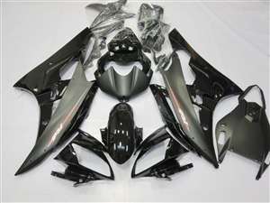 Motorcycle Fairings Kit - 2006-2007 Yamaha YZF R6 Matte Black/Gloss Fairings | NY60607-23