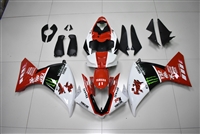 Motorcycle Fairings Kit - 2012-2014 Yamaha YZF R1 Red/White/Black Custom Fairings | R12141