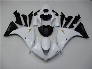 Motorcycle Fairings Kit - 2012-2014 Yamaha YZF R1 White/Black Fairings | R12144