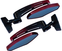 Roaring Toyz Black-Red Anodized Billet Convex Universal Mirrors (Product Code: RTU100JR)