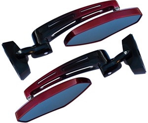 Roaring Toyz Black-Red Anodized Billet Convex Universal Mirrors (Product Code: RTU100JR)