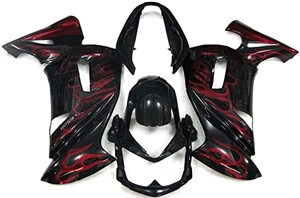 Motorcycle Fairings Kit - 2006-2008 Kawasaki Ninja650R/ER-6F Black/Red Ghost Flame Fairings | SX679